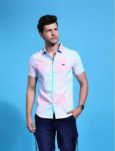 The Indian Garage Co. Men Blue Checkered Casual Shirt - Image 1