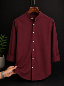 FUBAR Men Slim Fit Solid Mandarin Collar Casual Shirt - Image 1