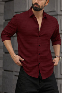 JACKBELLA Men Regular Fit Self Design Spread Collar Casual Shirt - Image 1