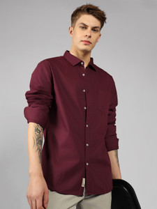 Dennis Lingo Men Slim Fit Solid Spread Collar Casual Shirt - Image 1