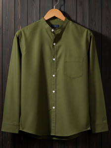 Voroxy Men Regular Fit Solid Mandarin Collar Casual Shirt - Image 1