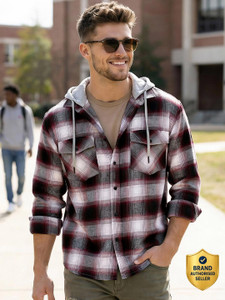 BEWAKOOF Men Relaxed Fit Checkered Hood Casual Shirt - Image 1