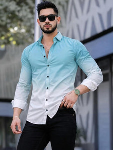 SH FSN Men Regular Fit Dyed/Ombre Spread Collar Casual Shirt - Image 1