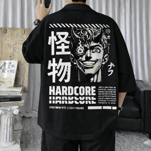 Asta Moda Men Oversized Graphic Print Spread Collar Casual Shirt - Image 1