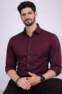 RAFSON Men Regular Fit Solid Spread Collar Formal Shirt - Image 1