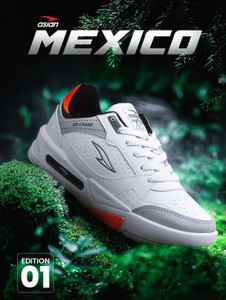asian Mexico-01 Chunky Sneakers,Loafers,Walking Shoes Sneakers For Men (White, Grey, Orange , 9) - Image 1