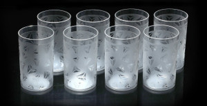 MR Products Diamond Design Plastic Glass Set of 8, 250 ml, Clear - Image 1