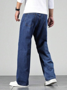 PODGE Men Loose Fit Mid Rise Dark Blue Jeans - Image 1