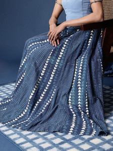 Taavi Women Printed Flared Blue Skirt - Image 1