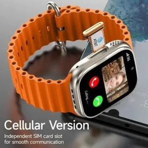 SEHUB Ultra S9 Dual Camera 4G Sim Water Droplet Screen Video Call Android Smart Watch Smartwatch (orange Strap, 49) - Image 1