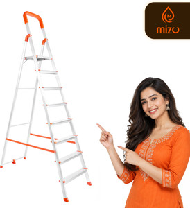 Mizu Exel 8 Steps Ladder For Home With Aluminium Steps & Upto 300 Kgs Load Capacity Steel Ladder (With Platform) - Image 1