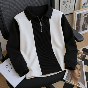 Try This Men Colorblock Collared Neck Black Sweater - Image 1