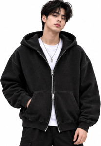 Ovalo Men Full Sleeve Solid Hooded Sweatshirt - Image 1