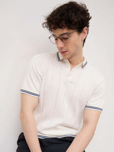 VASTRADO Men White Pure Cotton Polo T-Shirt - Image 1