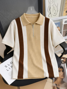 Try This Boys Colorblock Cotton Blend Regular T Shirt (Brown, White, Pack of 1) - Image 1