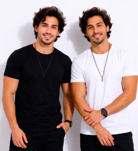 NVGARMENT Men Solid Round Neck Polyester T-Shirt (180 gsm, Black) - Image 1