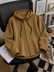 Try This Men Regular Fit Solid Hood Collar Casual Shirt - Image 1