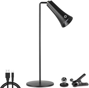 NIRVITTAL 4 in 1 Led Desk Lamp Rechargeable Brightness Adjustable Table Lamp (40 cm, Black) - Image 1