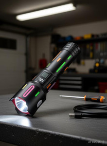 COBA CB2405 USB Rechargeable Diving Flashlight Torch (Black, 10 cm) - Image 1