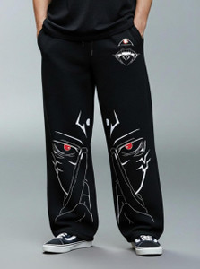 ZEN1FASHION Men Printed Black Track Pants - Image 1
