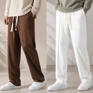 SAVAYO Men's Straight Fit Trousers (Pack of 2, Brown & White) - Image 1