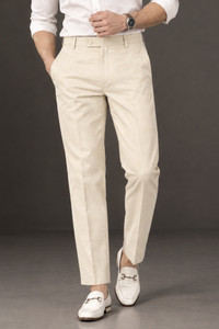 WEAROBICS Men Regular Fit Beige Cotton Blend Trousers - Image 1