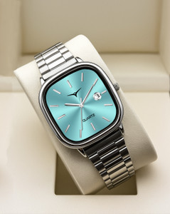 Axlyn Analog Watch for Men, Sky Blue, Steel Strap - Image 1
