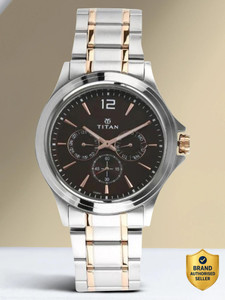 Titan Workwear Multifunction Brown Dial Silver & Gold SS Strap Analog Watch - For Men NT1698KM01,NCTH1791350W,1698KM01,NU1698KM01 - Image 1
