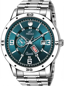 PIRASO Day & Date Analog Watch for Men, Blue - Image 1