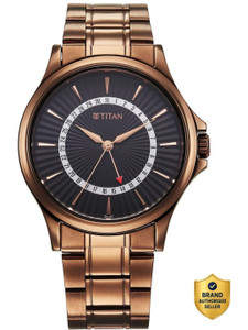 Titan Gents Karishma Black Dial Stainless Steel Strap Watch For Men Analog Watch - For Men 10038QM01,NU10038QM01 - Image 1