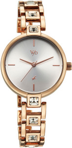 Fastrack Vyb Manifester Quartz Silver Dial Rose Gold Strap Watch - Image 1