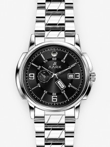 AARK Analog Watch for Men, Silver Metal, Black Dial - Image 1