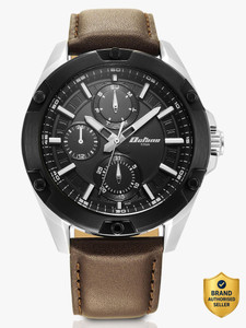 Titan Octane Multifunction Black Dial Brown Leather Strap Watch - Image 1