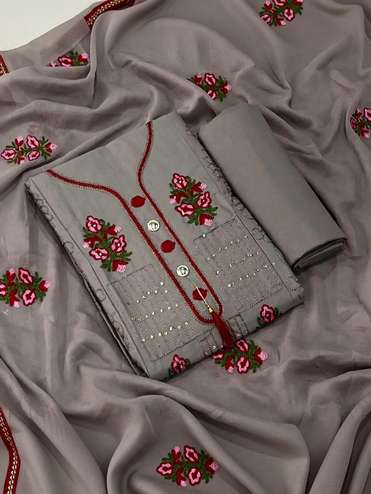 sachin and babi light blue dress Buy ​Kashmir Hut Women's Premium Pure Cotton Embroidered Unstitched Salwar  Suit Material with Embroidered Dupatta (Dusty Rose) at Amazon.in main image 0