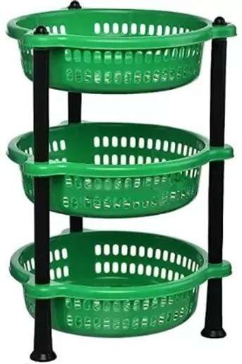 Buy 3 Layer Plastic Vegetable Stand Kitchen Trolley ₹116 Flipkart Deal