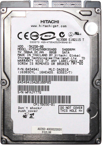 Hitachi HTS542580K9SA00 80 GB Laptop Silver (Metalic) SATA