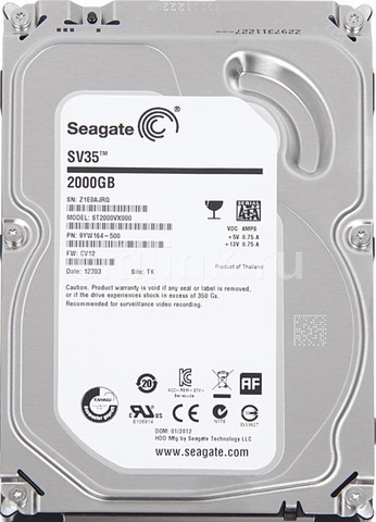 Seagate SV35 2000GB 内蔵HDD ST2000VX000 Seagate SV35 2 TB Surveillance Systems Silver SATA Internal Hard