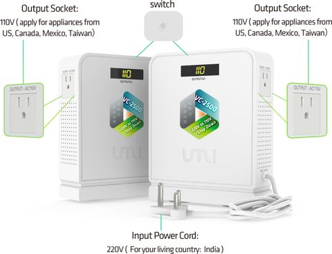 umi VC-2500 降圧器 変圧器 220V to 100V UMI VC-2500 220V to 110V Voltage converter Price in India - Buy