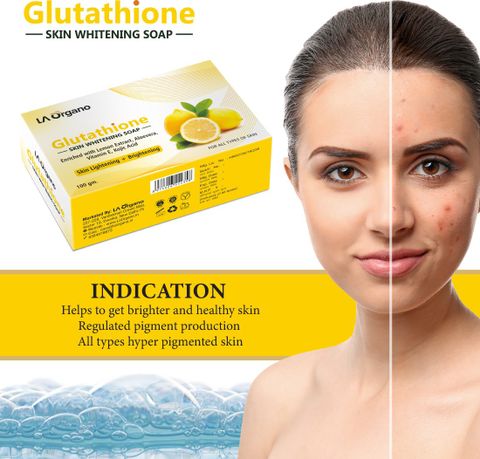 LA Organo Glutathione Lemon Skin Lightening & Brightening Soap For All Skin Type-Pack of 1