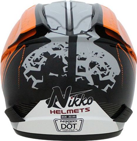 NIKKO N-805 BLACK ORANGE EXTREME-GLOSSY-LARGE-FULL FACE HELMETS