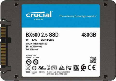 Crucial BX500 480 GB Laptop, Desktop Black SATA Internal Solid