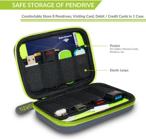 Tizum 8 x USB Flash Drives Carrying Case, Premium Quality, Hard