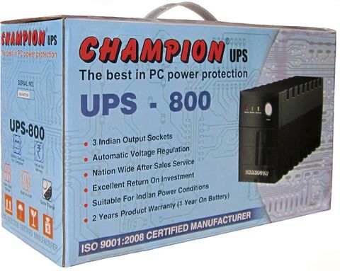 CHAMPION Home & Office 800VA 230 V Line-interactive Tower Model UPS with Overload Protection 3 Outlet Plugs - Image 5