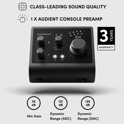 AUDIENT iD4 (MKII) 2in/2out High-Performance USB 3.0 Audio
