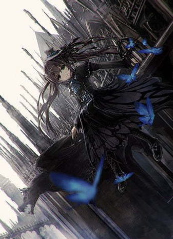 Gothic Butterfly Gothic Architecture Black Dress Black Hair Anime Girls Anime Missile22 Matte Finish Poster Paper Print - Animation & Cartoons posters in India