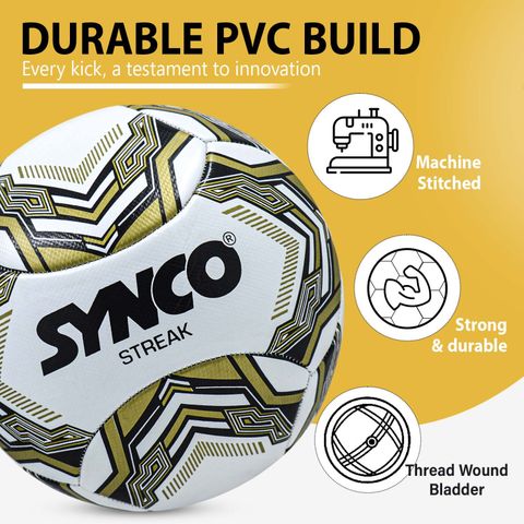 SYNCO Streak Football | PVC Machine Stitched Football | 6 Panel