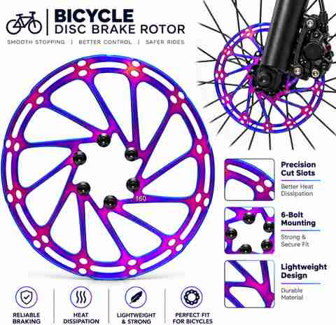 Furix Rainbow Bicycle Disc Brake Rotor | MTB, Road & Hybrid Bikes Bicycle Brake Disk (160 mm) - Image 3
