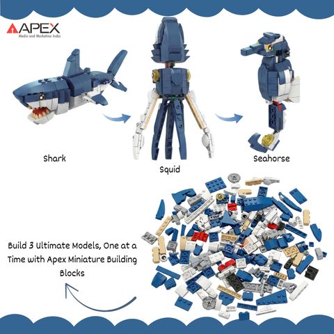 APEX MEDIA AND MARKETING INDIA 3 in 1 Ocean Animal Blocks Set