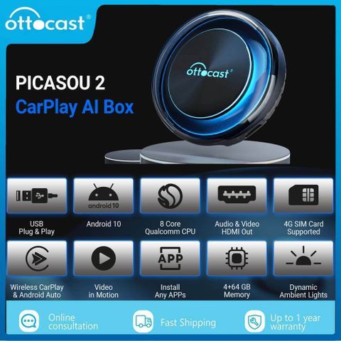 Ottocast Plug n Play PICASOU 2 wireless CarPlay/ Android Auto