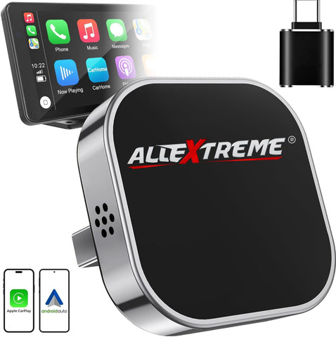 ALLEXTREME 2-in-1 Wireless CarPlay Adapter Convert Wired Android